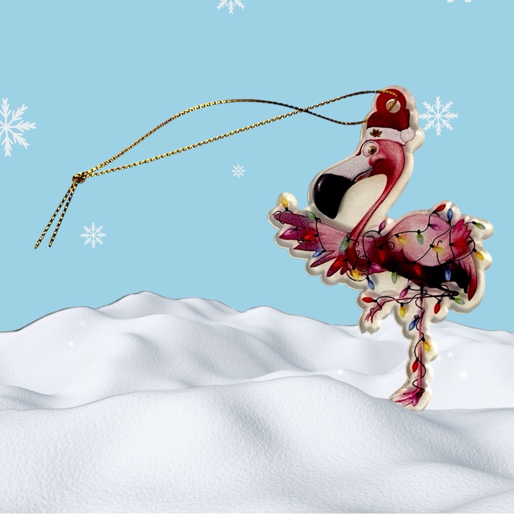 Festive Pink Flamingo Pendant Ornament - Perfect for Car, Wallet, Backpack, Keys